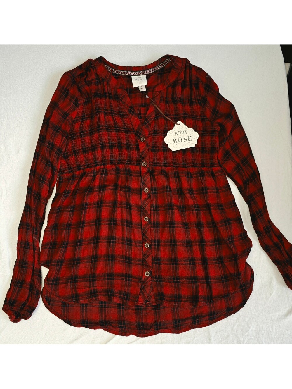 NWT Women's Knox Rose long sleeve flannel shirt size small